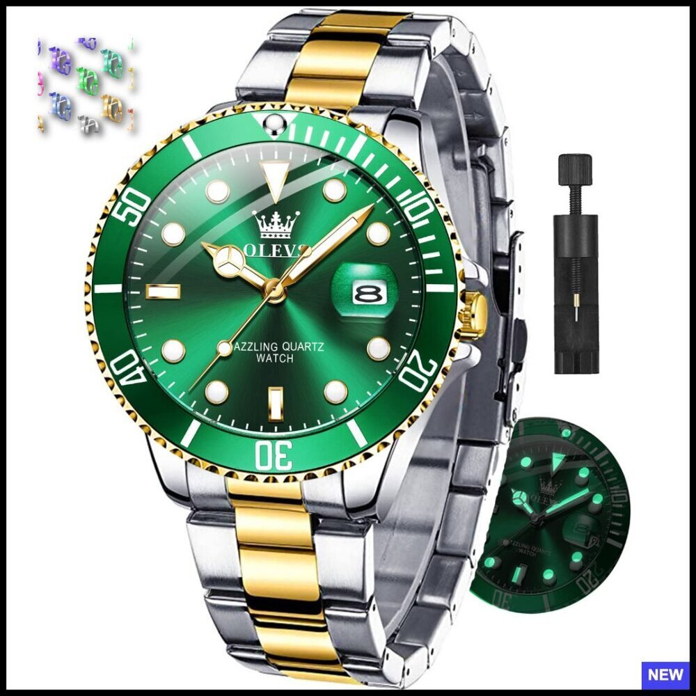 Luxury Two Tone Stainless Steel Dress Watch with Date Luminous Analog